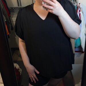 LC Lauren Conrad Black V-Neck Blouse